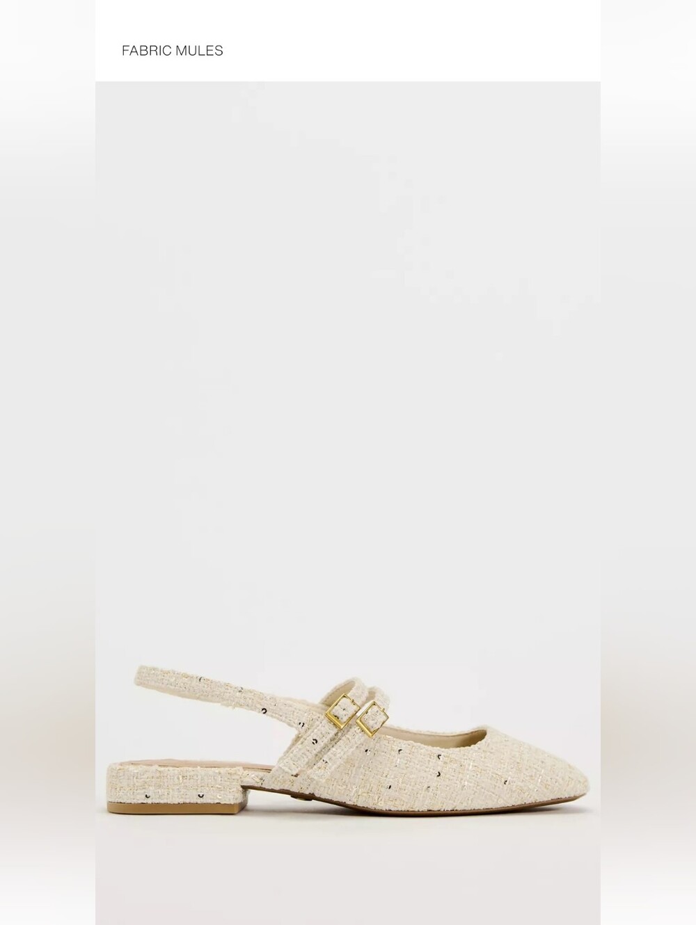 Zara Cream Fabric Slingback Mules